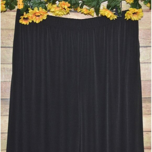 Midnight Velvet Ladies Black Velvet Pull On Palazzo Pants Size XL Elastic Waist - Picture 2 of 7